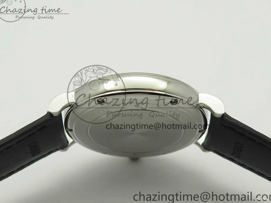 MIROTIME 1228 Portofino Automatic SS FKF 1:1 Best Edition White Dial RG Markers on Black Leather Strap A Stretchable 7141